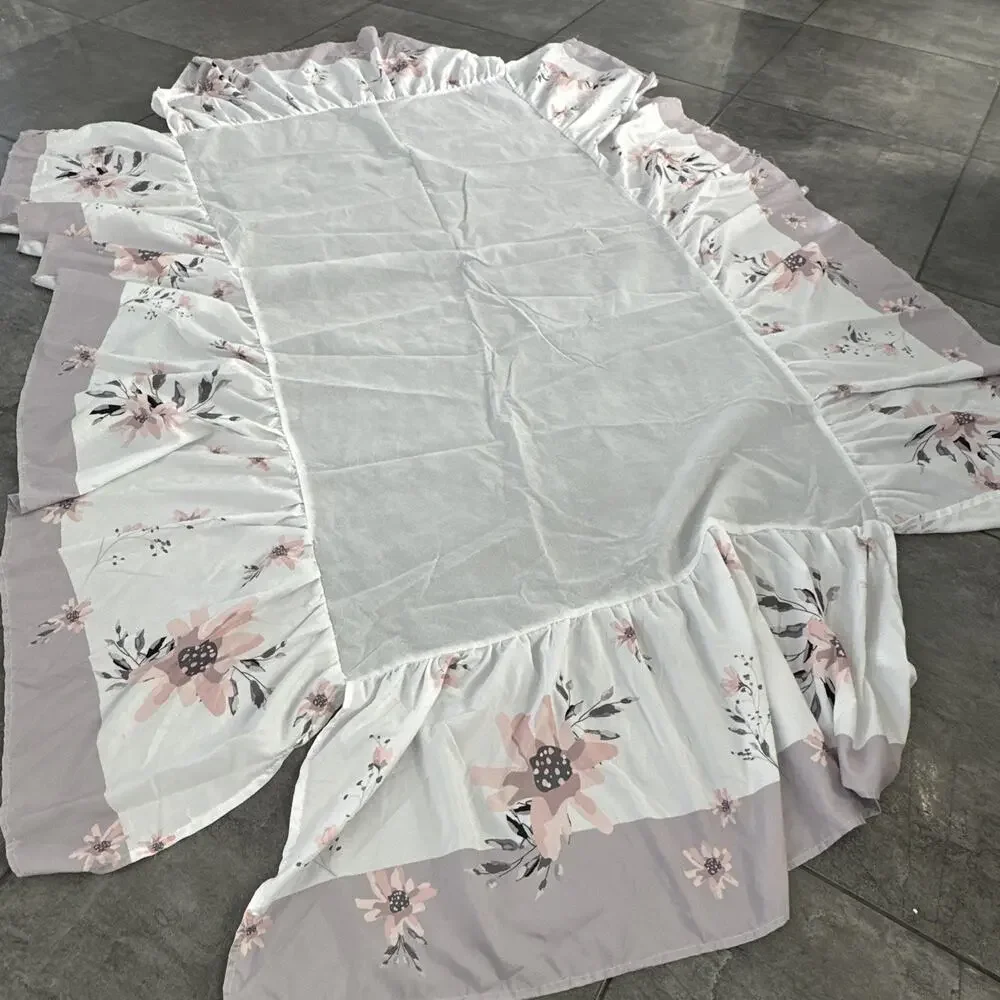 BEEWEED Floral Crib Blanket Comforter, Skirt, Diaper Holder, Bear Rug Pink Rose‎